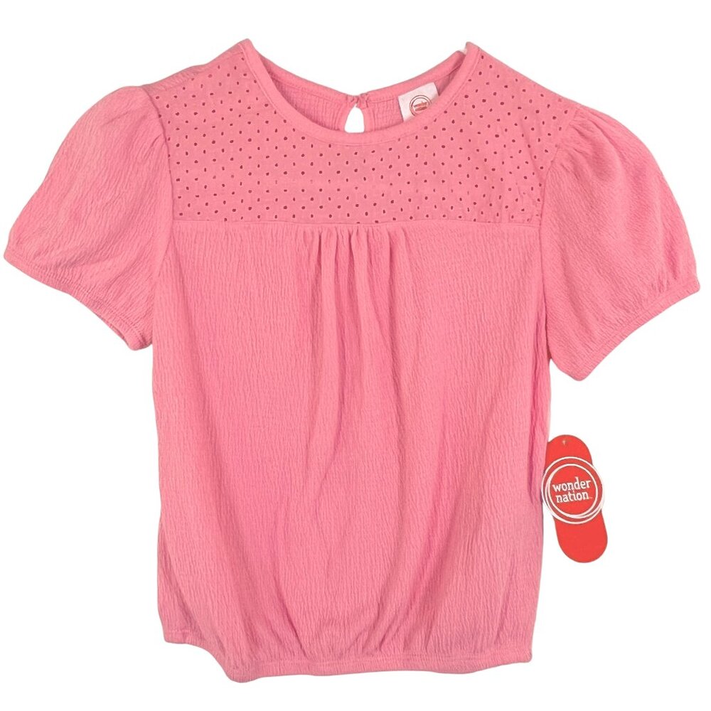 NEW Wonder Nation® Eyelet Pink Coral Girl's Top - Picture 6 of 9